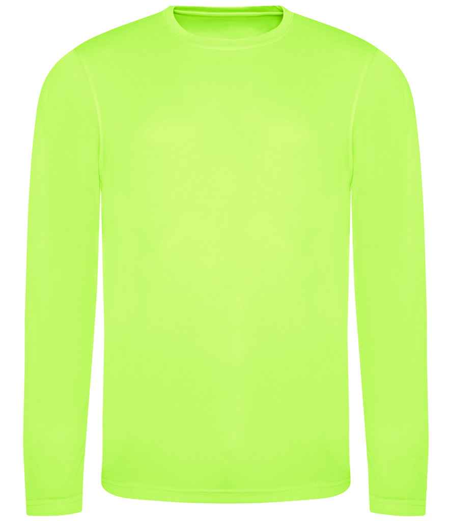 Just Cool JC002 Cool Long Sleeve Wicking T-Shirt in Electric Green