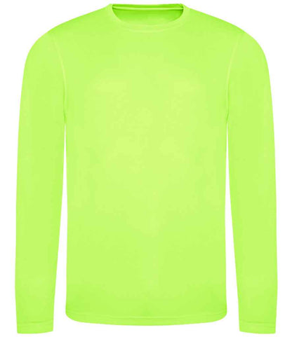 Just Cool JC002 Cool Long Sleeve Wicking T-Shirt in Electric Green