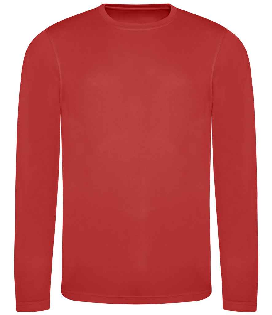Just Cool JC002 Cool Long Sleeve Wicking T-Shirt in Fire Red