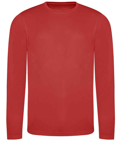 Just Cool JC002 Cool Long Sleeve Wicking T-Shirt in Fire Red