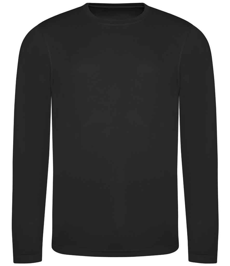 Just Cool JC002 Cool Long Sleeve Wicking T-Shirt in Jet Black