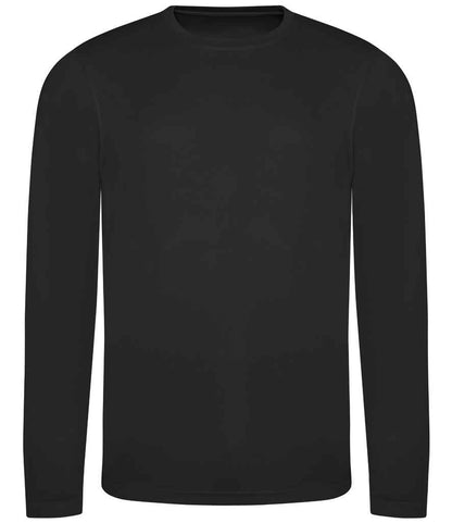 Just Cool JC002 Cool Long Sleeve Wicking T-Shirt in Jet Black