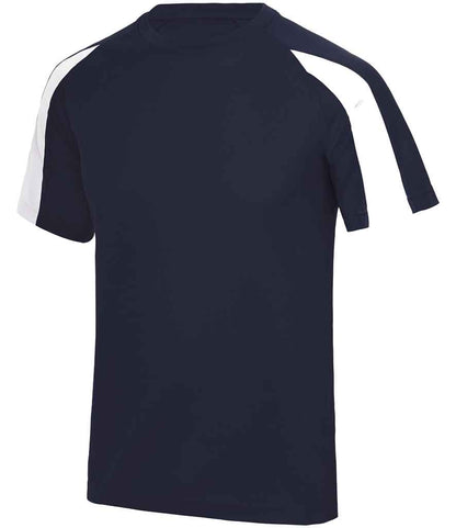 Just Cool JC003 Contrast Wicking T-Shirt in French Navy / Arctic White