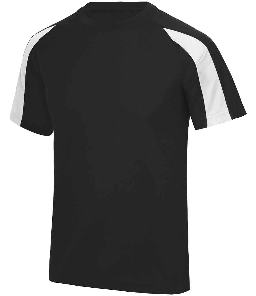 Just Cool JC003 Cool Contrast Wicking T-Shirt in Jet Black/Arctic White