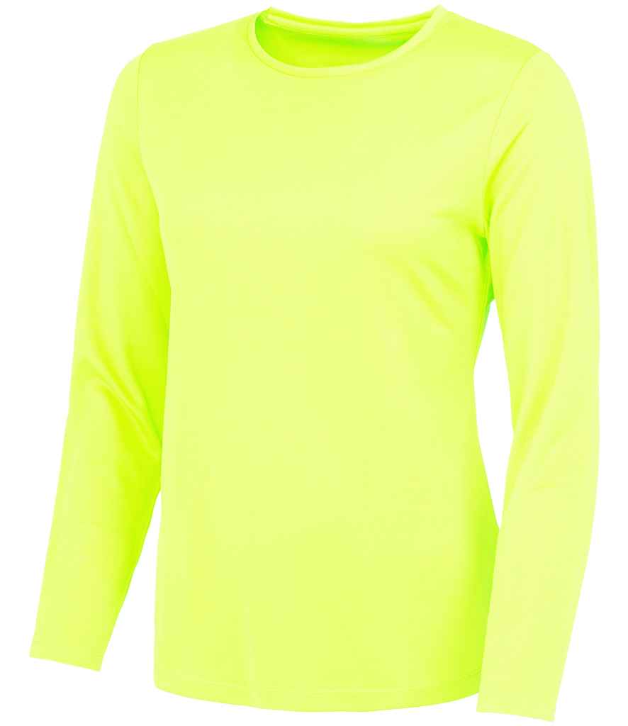 Just Cool JC012 Ladies Cool Long Sleeve T-Shirt in Electric Yellow