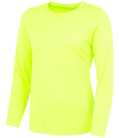 Just Cool JC012 Ladies Cool Long Sleeve T-Shirt in Electric Yellow