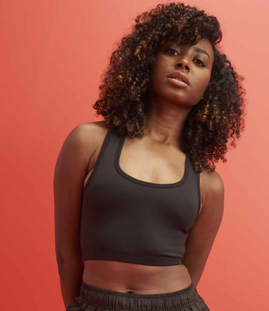 Just Cool JC017 Ladies Cool Sports Crop Top in Jet Black