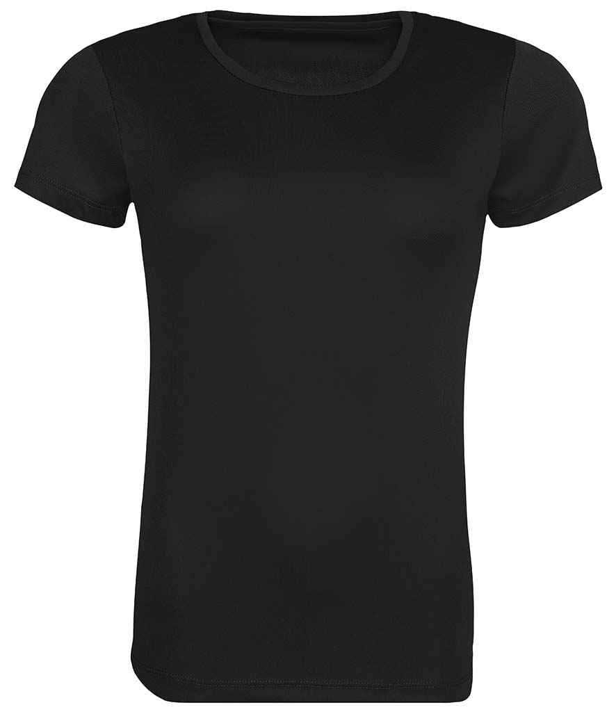 Just Cool JC205 Ladies Cool Recycled T-Shirt in Jet Black