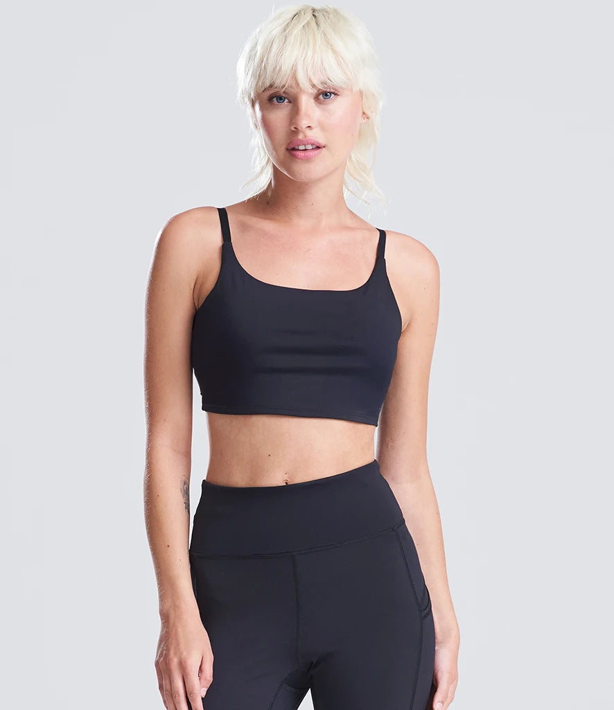 Just Cool JC217 Ladies Cool Recycled Tech Sports Bra in Jet Black