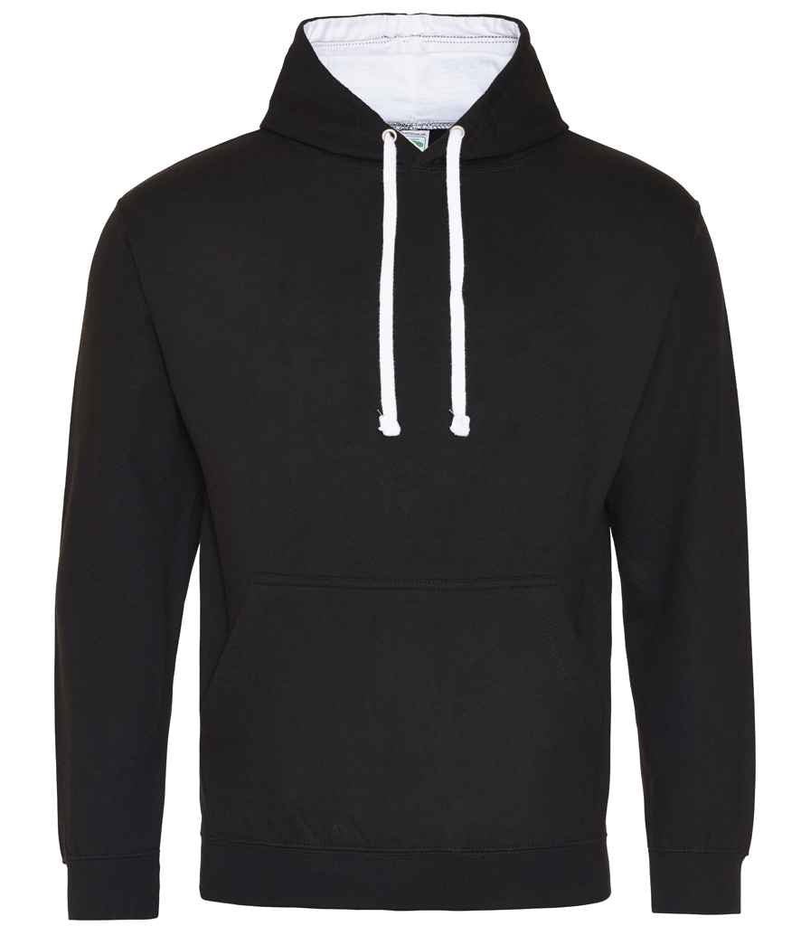 Just Hoods JH003 AWDis Varsity Hoodie in Jet Black/Arctic White