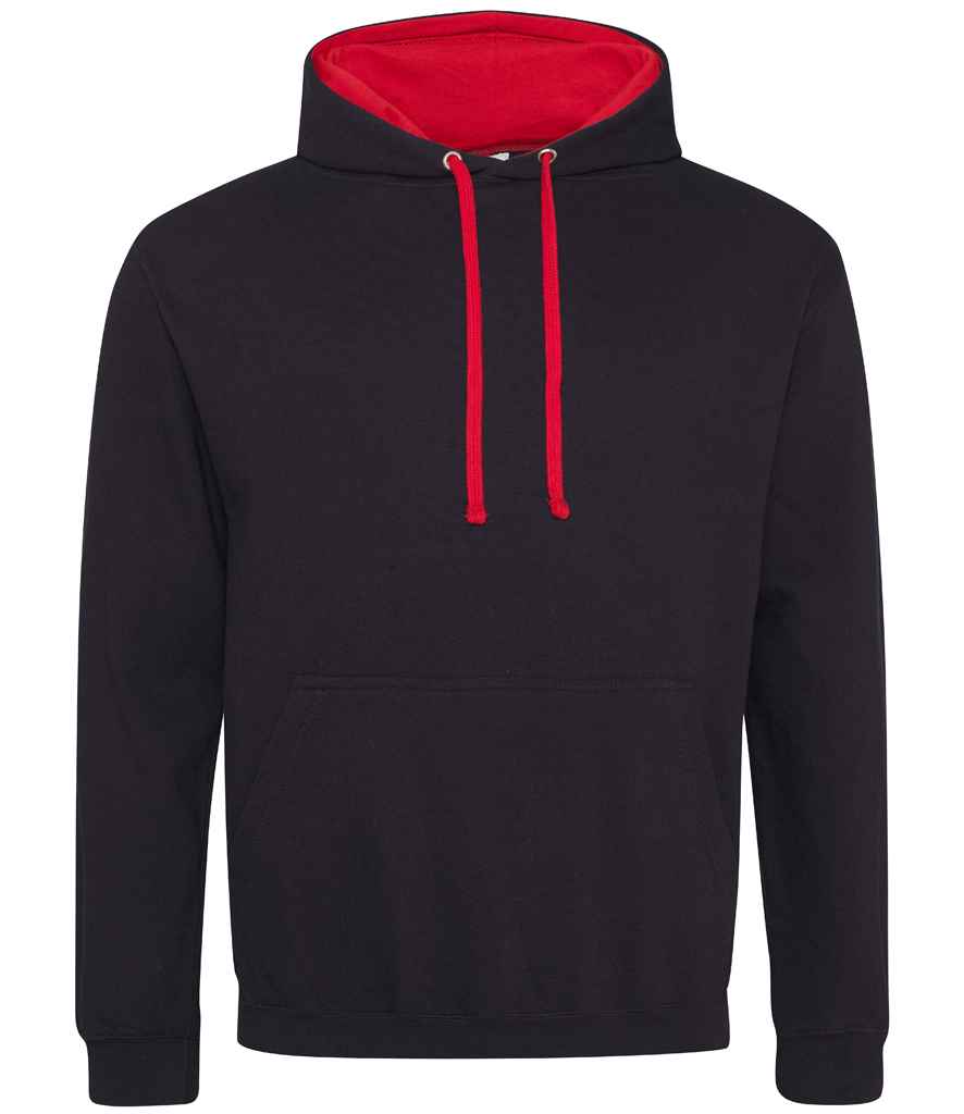 Just Hoods JH003 AWDis Varsity Hoodie in Jet Black/Fire Red