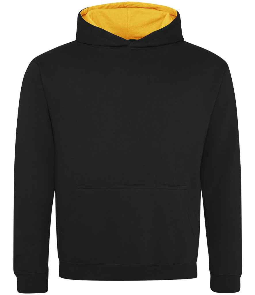 Just Hoods JH003B Kids Varsity Hoodie in Jet Black/Gold
