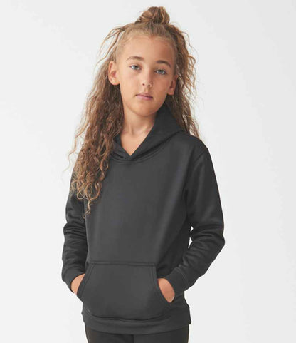 Just Hoods JH006B Kids Sports Polyester Hoodie in Jet Black
