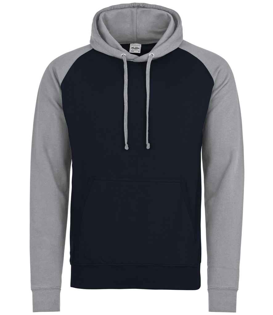 Just Hoods JH009 Baseball Hoodie in Oxford Navy/Heather Grey