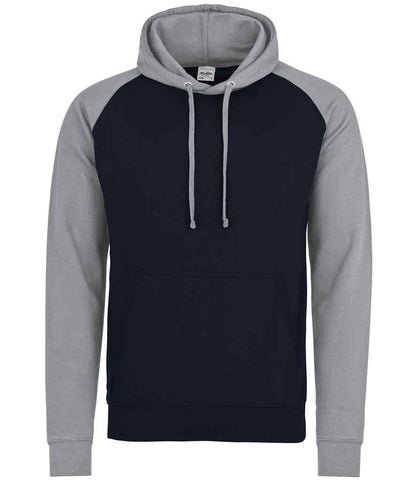 Just Hoods JH009 Baseball Hoodie in Oxford Navy/Heather Grey