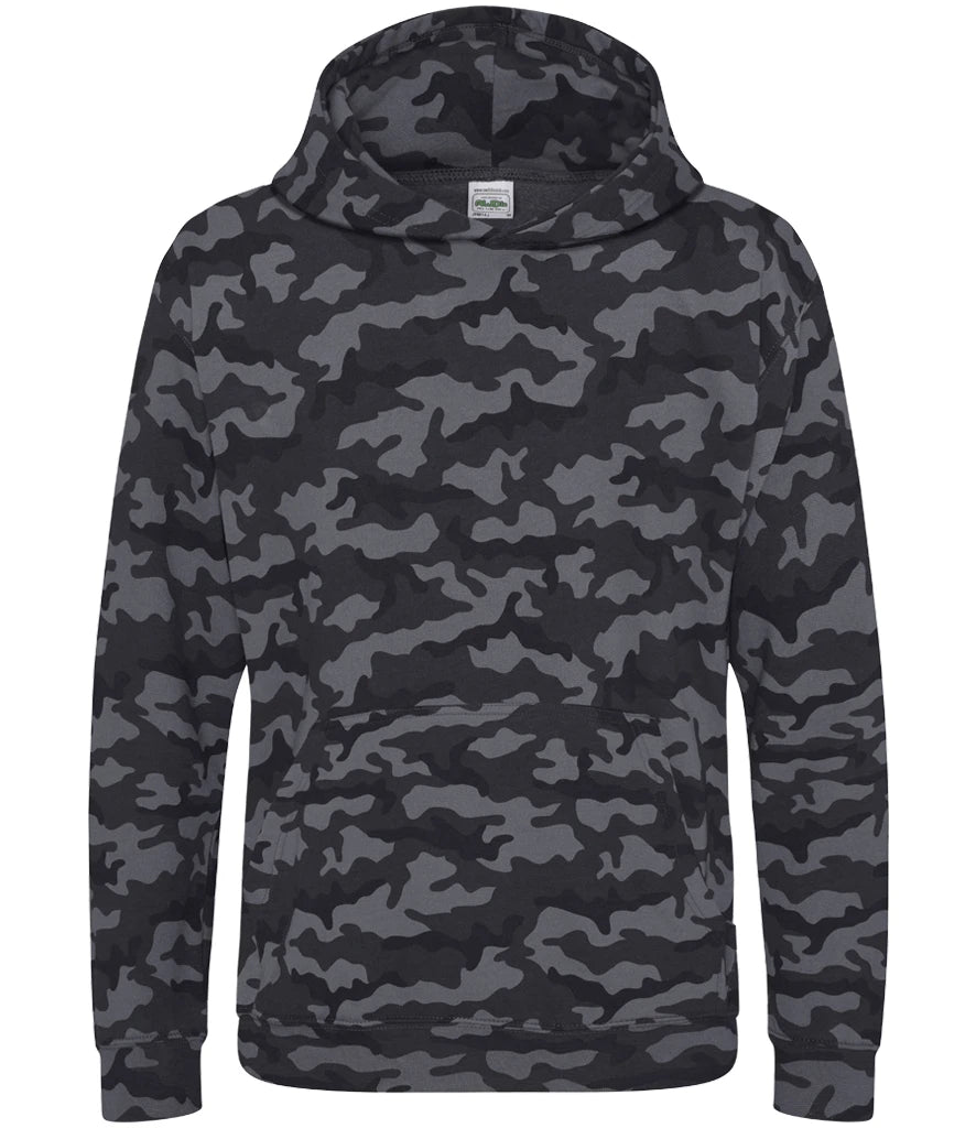 Just Hoods JH014B Kids Camo Hoodie in Black Camo