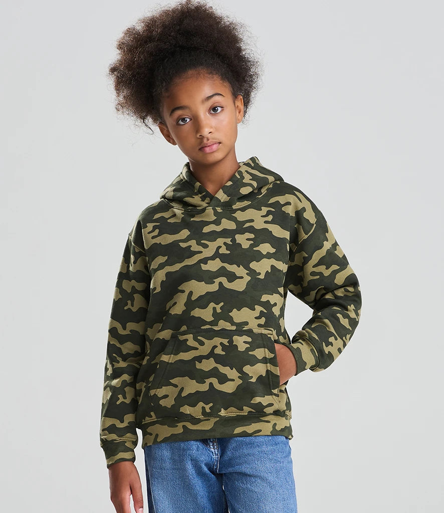 Just Hoods JH014B Kids Camo Hoodie in Green Camo
