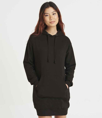 Just Hoods JH015 Ladies Hoodie Dress in Jet Black