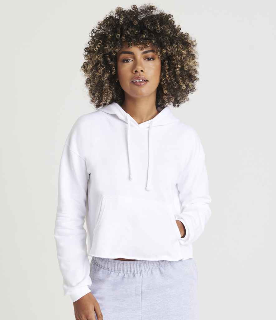 Just Hoods JH016 Ladies Cropped Hoodie in Arctic White