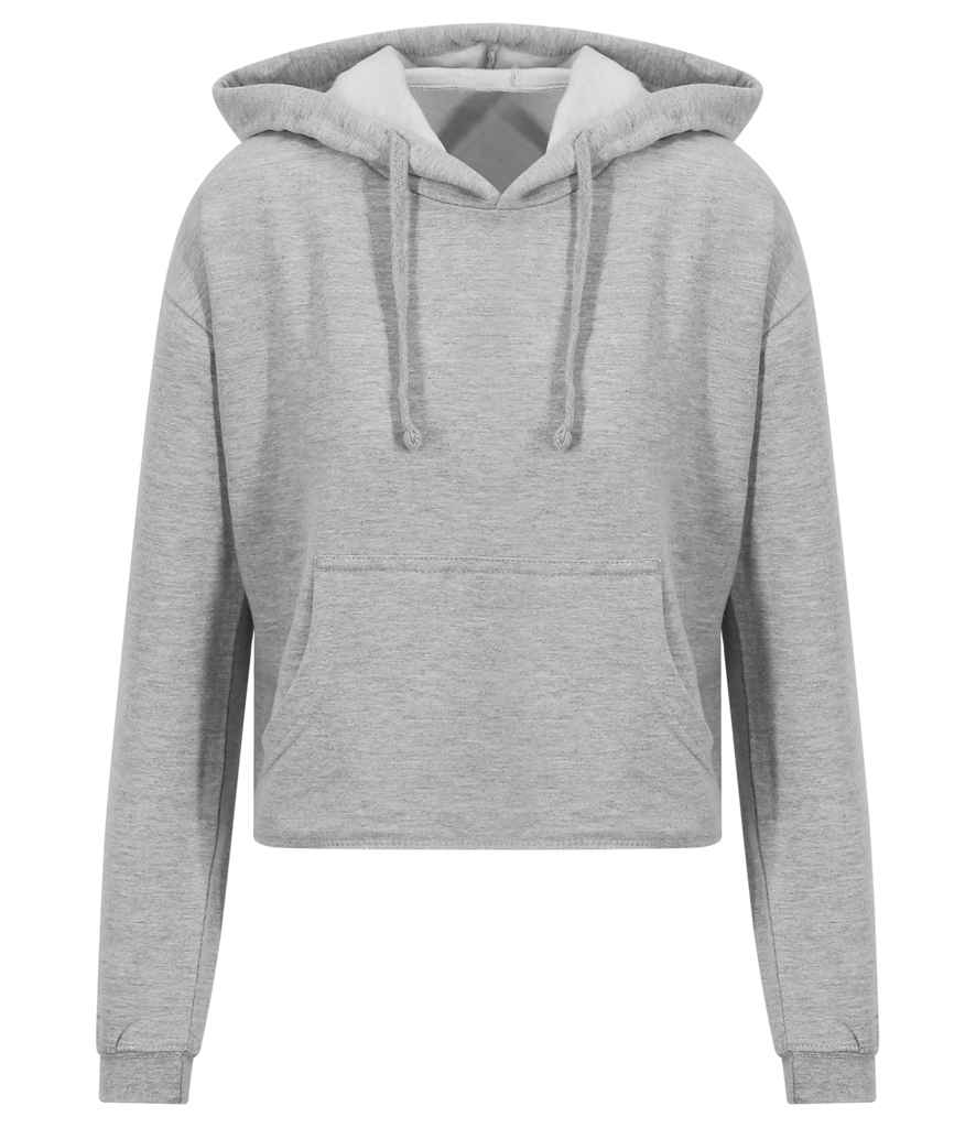 Just Hoods JH016 Ladies Cropped Hoodie in Heather Grey