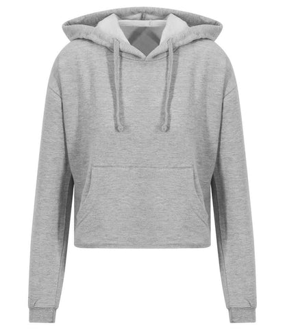 Just Hoods JH016 Ladies Cropped Hoodie in Heather Grey