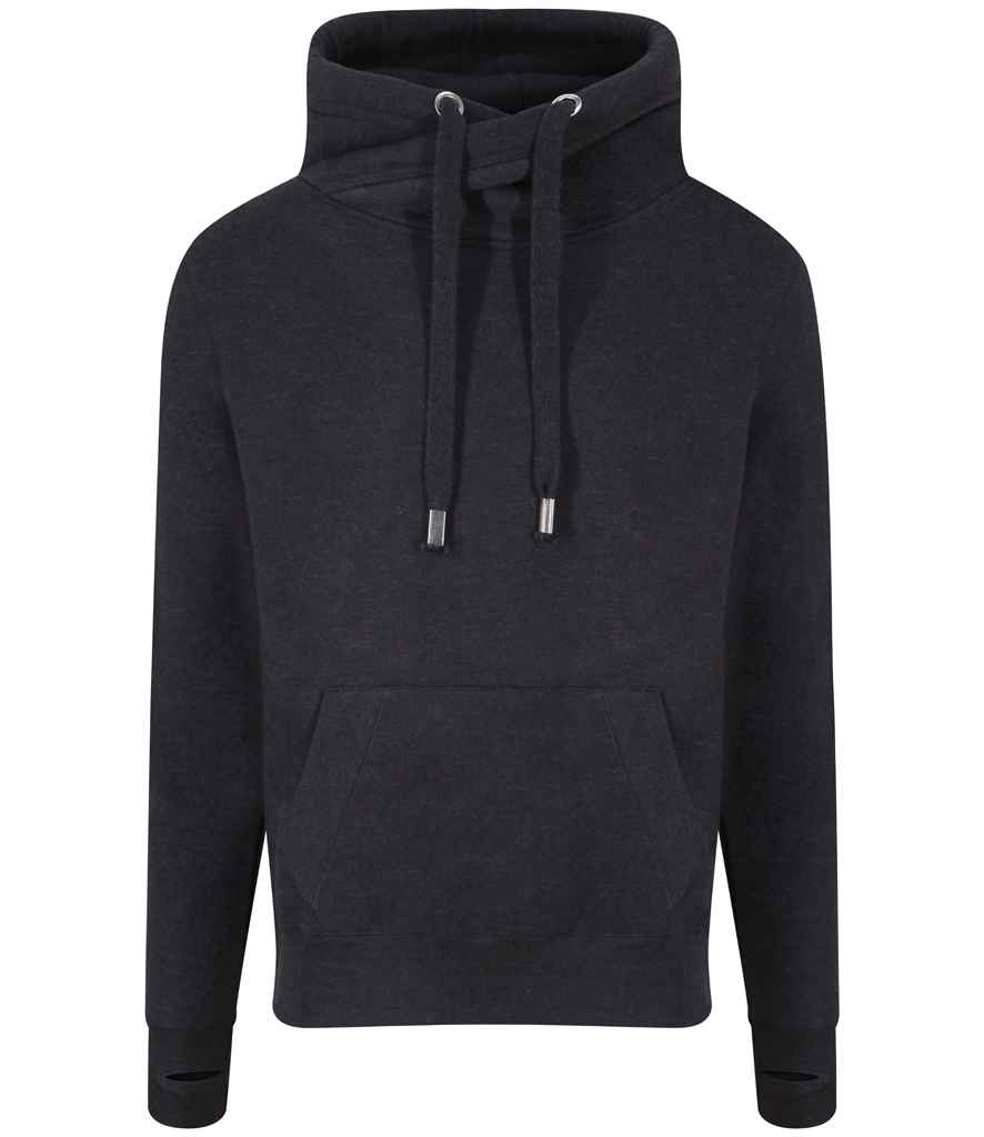 Just Hoods JH021 Cross Neck Hoodie in Black Smoke