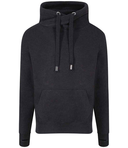 Just Hoods JH021 Cross Neck Hoodie in Black Smoke