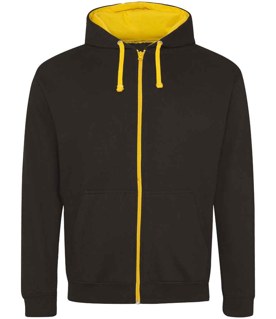 Just Hoods JH053 Varsity Zoodie in Jet Black/Gold
