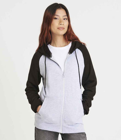 Just Hoods JH063 Baseball Zoodie in Heather Grey/Jet Black