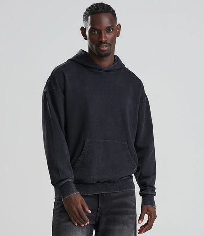 Just Hoods JH180 Vintage Washed Hoodie in Washed Black