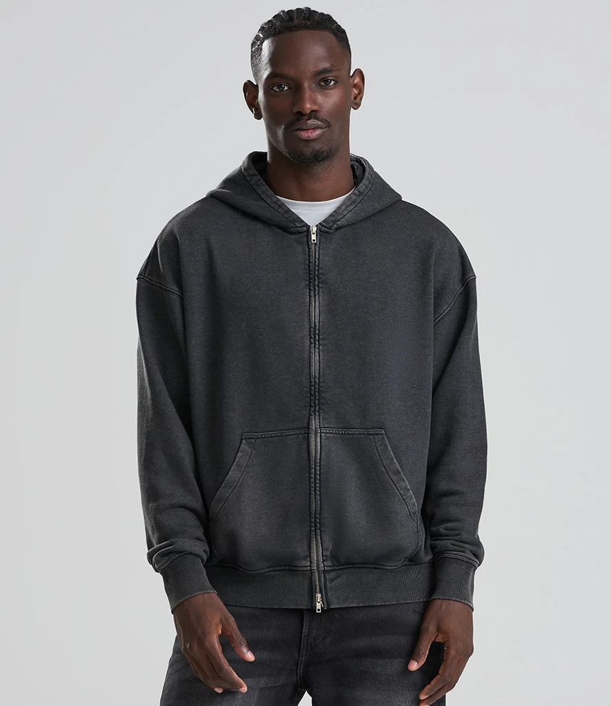 Just Hoods JH185 AWDis Vintage Washed Zoodie in Washed Black