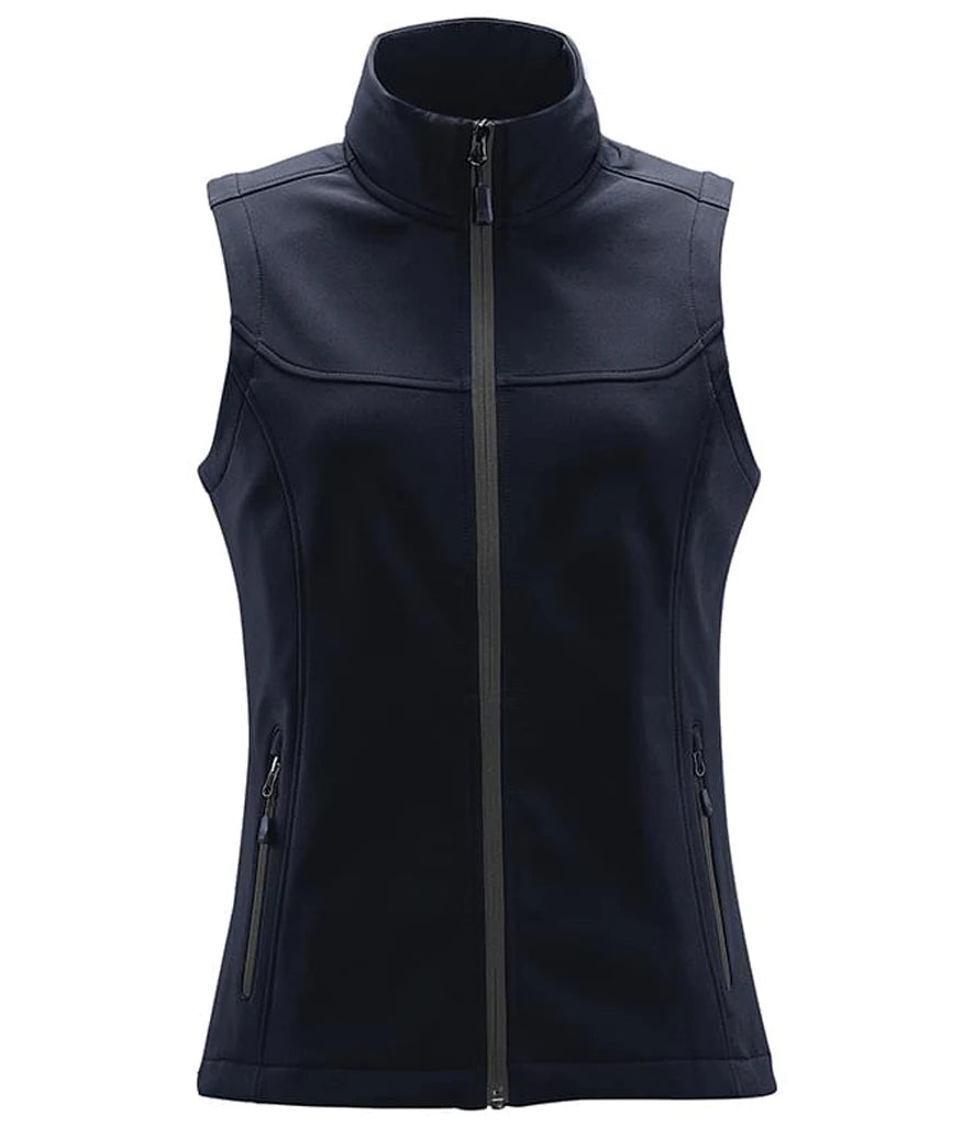 Stormtech KSV1W Stormtech Ladies Orbiter Soft Shell Bodywarmer in Navy/Carbon