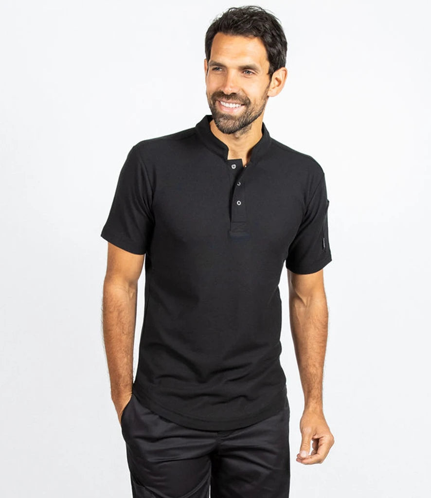 Le Chef LE008 Knitted Pique Chef's Shirt in Black