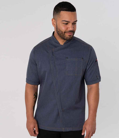 Le Chef LE009 Asymmetric Chef's Jacket in Indigo Heather