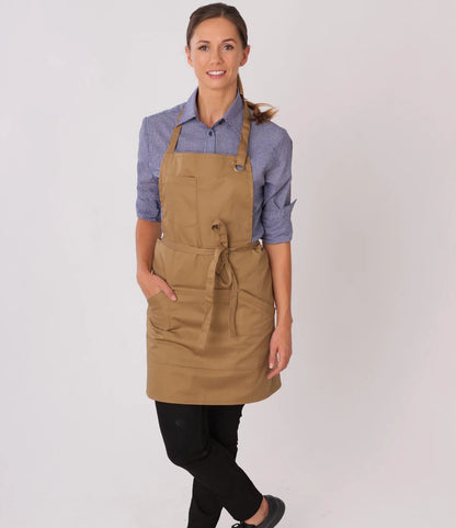 Le Chef LE100 Utility Bib Apron in Khaki
