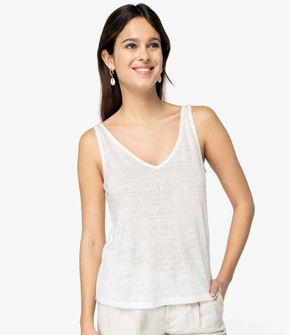 Native Spirit NS343 Ladies Linen Tank Top in Ivory