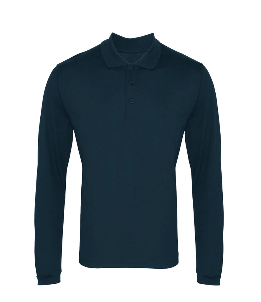 Premier PR617 Long Sleeve Coolchecker Piqué Polo Shirt in Navy