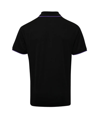 Premier PR618 Contrast Coolchecker Piqué Polo Shirt in Black/Purple