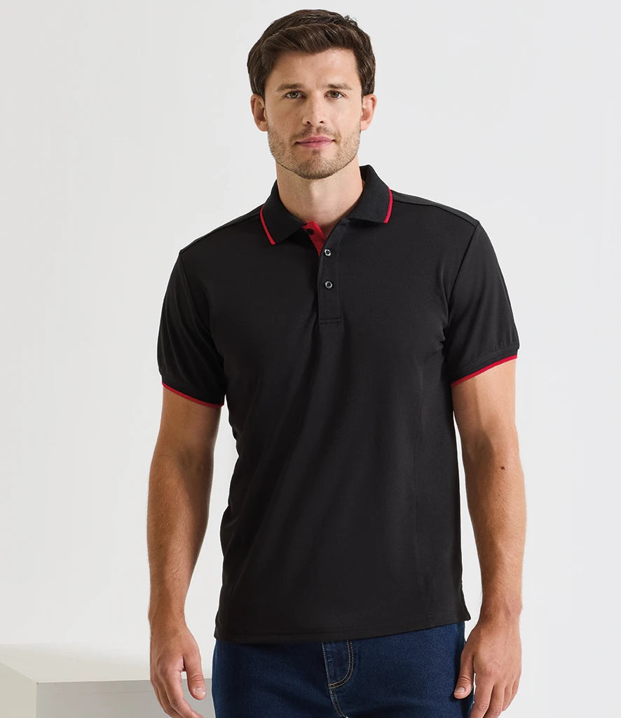 Premier PR618 Contrast Coolchecker Piqué Polo Shirt in Black/Red