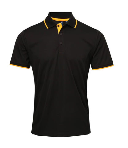 Premier PR618 Contrast Coolchecker Piqué Polo Shirt in Black/Sunflower