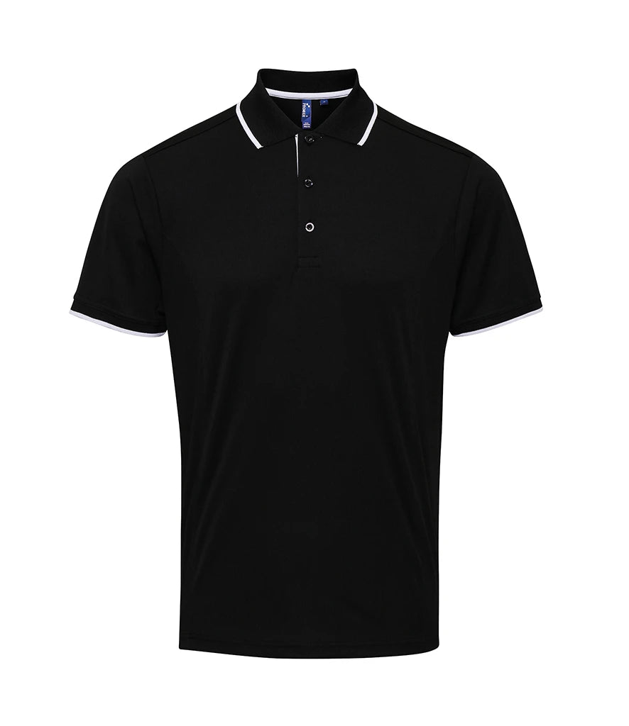 Premier PR618 Contrast Coolchecker Piqué Polo Shirt in Black/White