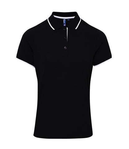 Premier PR619 Ladies Contrast Coolchecker Piqué Polo Shirt in Black/White