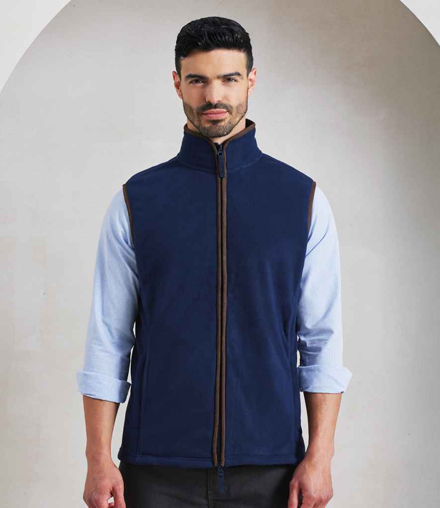 Premier PR803 Premier Artisan Fleece Gilet in Navy/Brown