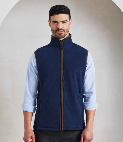 Premier PR803 Premier Artisan Fleece Gilet in Navy/Brown