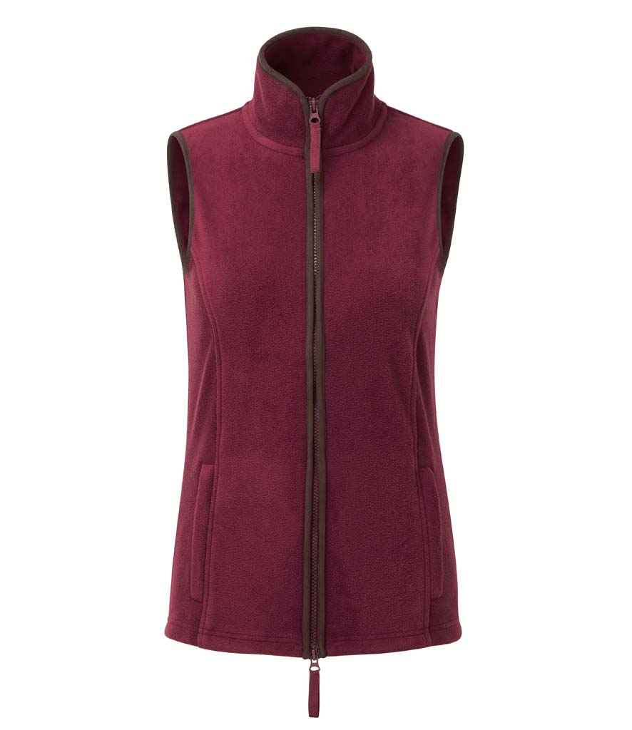 Premier PR804 Ladies Artisan Fleece Gilet in Burgundy/Brown