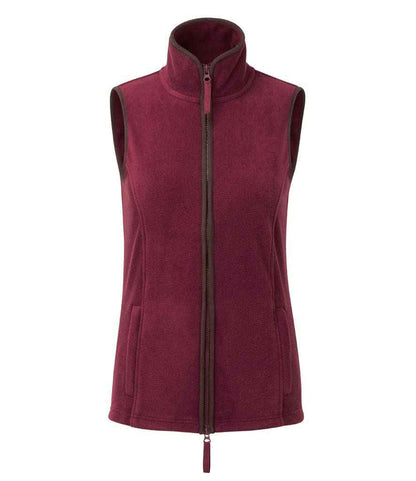Premier PR804 Ladies Artisan Fleece Gilet in Burgundy/Brown