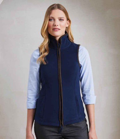 Premier PR804 Ladies Artisan Fleece Gilet in Navy/Brown