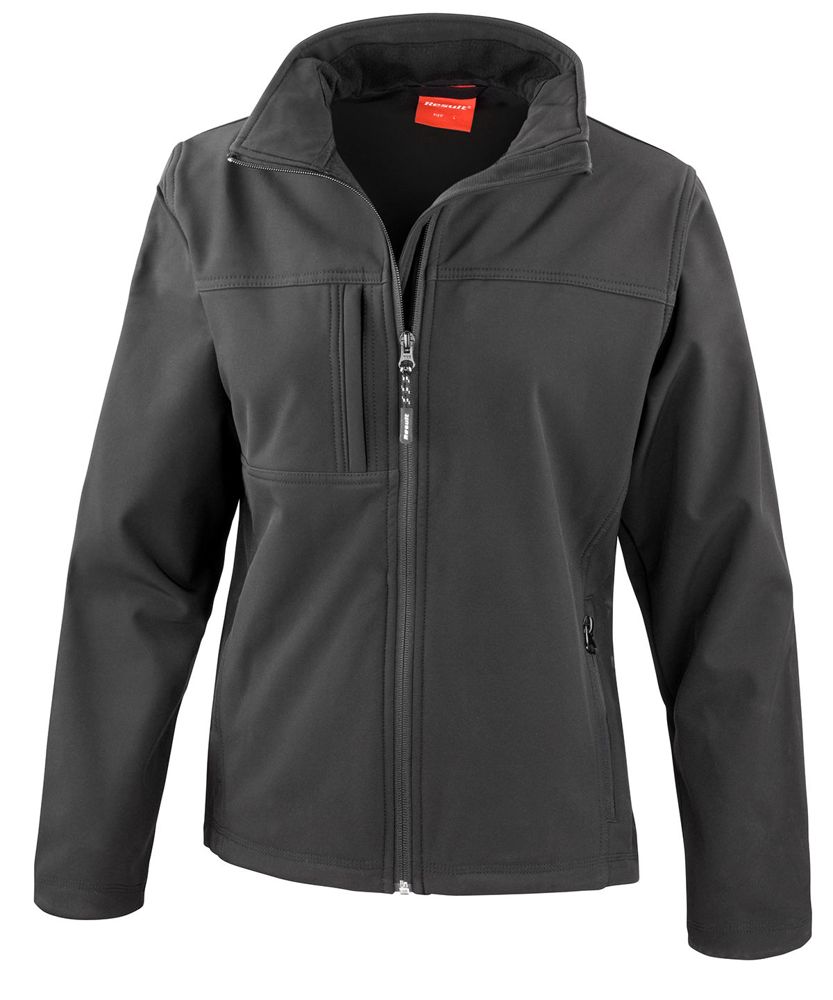 Model wearing the Result RS121F women's classic softshell jacket