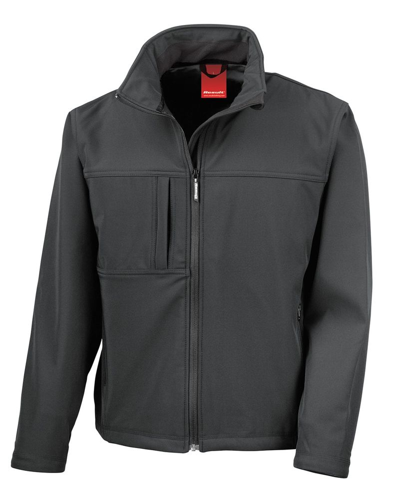 Model wearing the Result RS121M classic softshell jacket