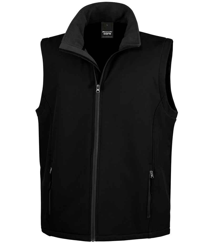 Result Core RS232M Printable Soft Shell Bodywarmer in Black/Black